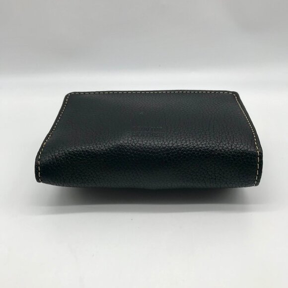 Black Leather Bi-Fold Wallet With Framed Kisslock Compartment - Picture 5 of 13